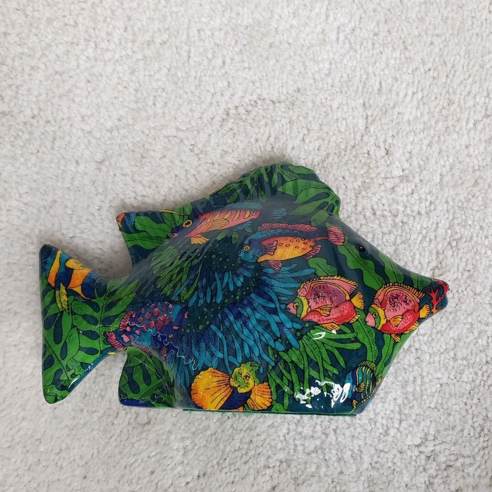 Vintage 1960's Angelfish Decoupage Lacquered Statue/Figurine